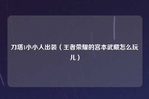 刀塔1小小人出装（王者荣耀的宫本武藏怎么玩儿）