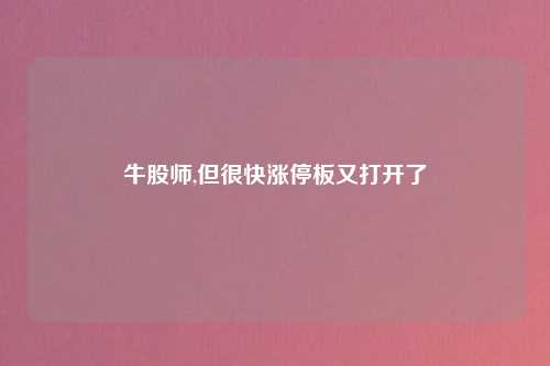 牛股师,但很快涨停板又打开了