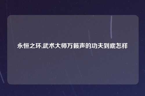 永恒之环,武术大师万籁声的功夫到底怎样