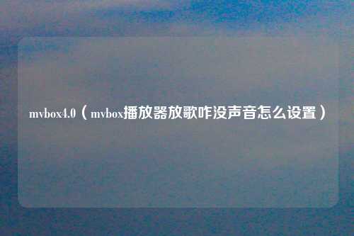 mvbox4.0（mvbox播放器放歌咋没声音怎么设置）