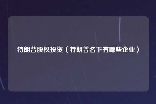 特朗普股权投资（特朗普名下有哪些企业）