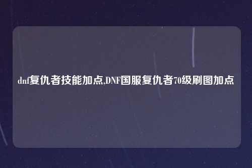 dnf复仇者技能加点,DNF国服复仇者70级刷图加点