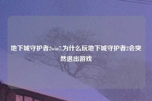 地下城守护者2win7,为什么玩地下城守护者2会突然退出游戏