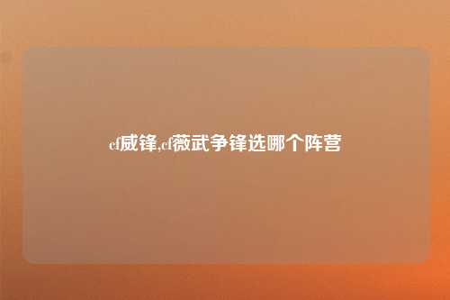 cf威锋,cf薇武争锋选哪个阵营