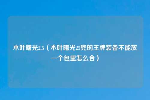木叶曙光2.5（木叶曙光25兜的王牌装备不能放一个包里怎么合）