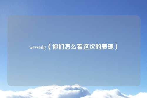 wevsedg（你们怎么看这次的表现）