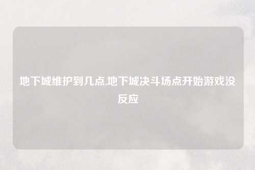 地下城维护到几点,地下城决斗场点开始游戏没反应