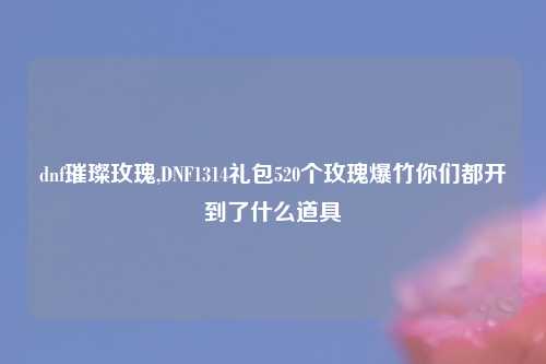 dnf璀璨玫瑰,DNF1314礼包520个玫瑰爆竹你们都开到了什么道具