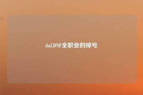dnf,DNF全职业的绰号