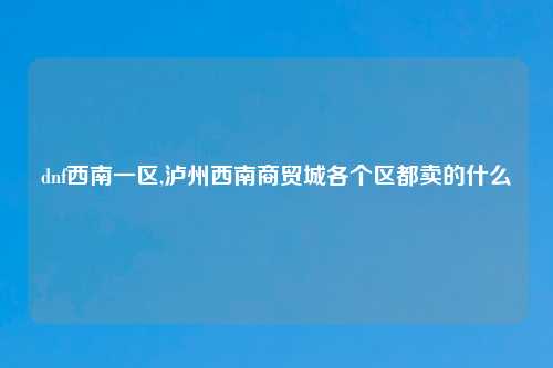 dnf西南一区,泸州西南商贸城各个区都卖的什么