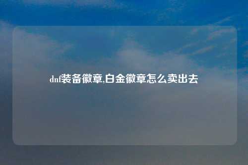 dnf装备徽章,白金徽章怎么卖出去
