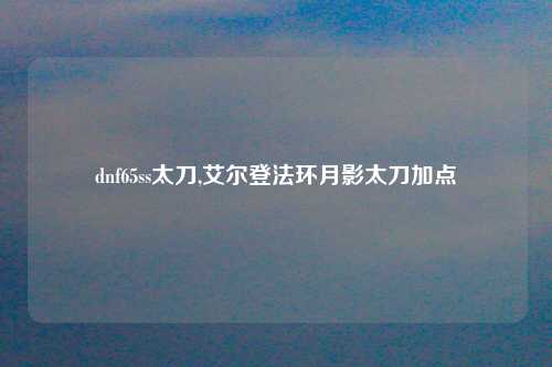 dnf65ss太刀,艾尔登法环月影太刀加点