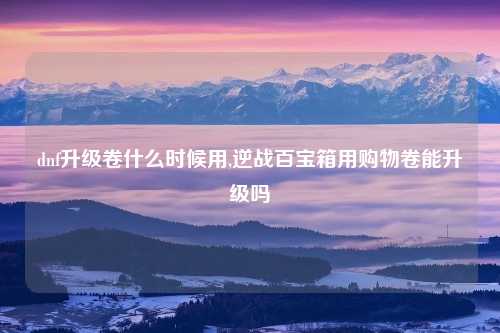 dnf升级卷什么时候用,逆战百宝箱用购物卷能升级吗