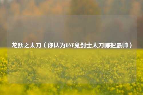 龙跃之太刀（你认为DNF鬼剑士太刀哪把最帅）
