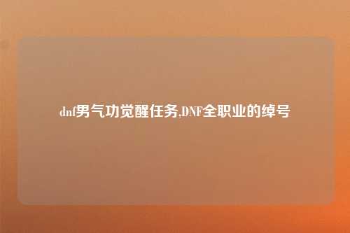 dnf男气功觉醒任务,DNF全职业的绰号