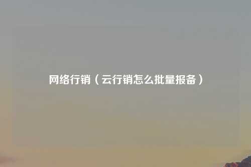 网络行销（云行销怎么批量报备）