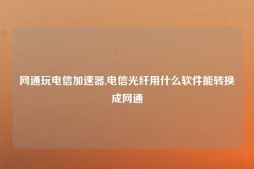 网通玩电信加速器,电信光纤用什么软件能转换成网通