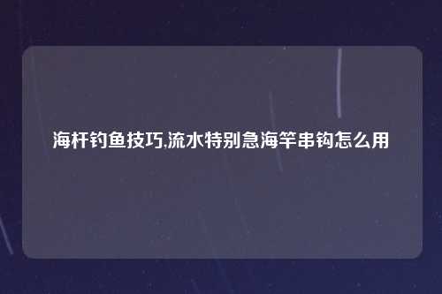 海杆钓鱼技巧,流水特别急海竿串钩怎么用