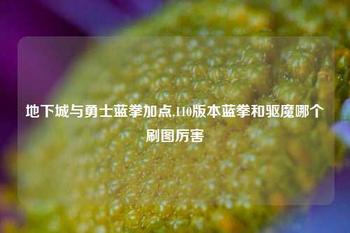 地下城与勇士蓝拳加点,110版本蓝拳和驱魔哪个刷图厉害