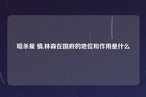 暗杀星 慎,林森在国府的地位和作用是什么