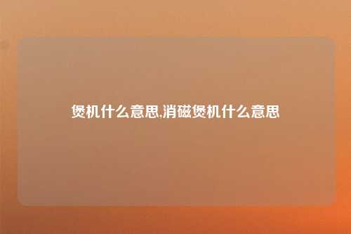煲机什么意思,消磁煲机什么意思