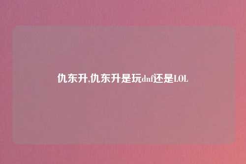 仇东升,仇东升是玩dnf还是LOL