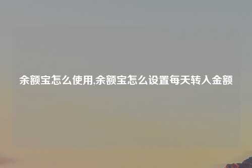 余额宝怎么使用,余额宝怎么设置每天转入金额