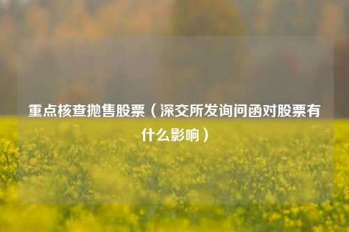重点核查抛售股票（深交所发询问函对股票有什么影响）