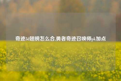 奇迹3d翅膀怎么合,勇者奇迹召唤师pk加点