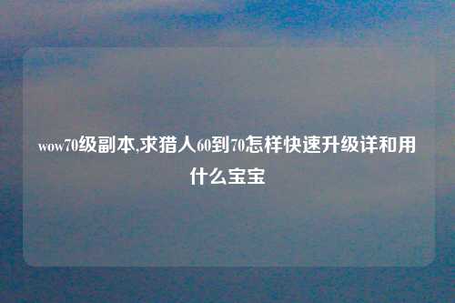 wow70级副本,求猎人60到70怎样快速升级详和用什么宝宝