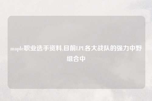 maple职业选手资料,目前LPL各大战队的强力中野组合中