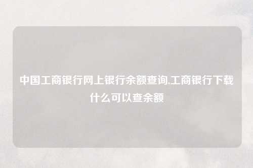 中国工商银行网上银行余额查询,工商银行下载什么可以查余额