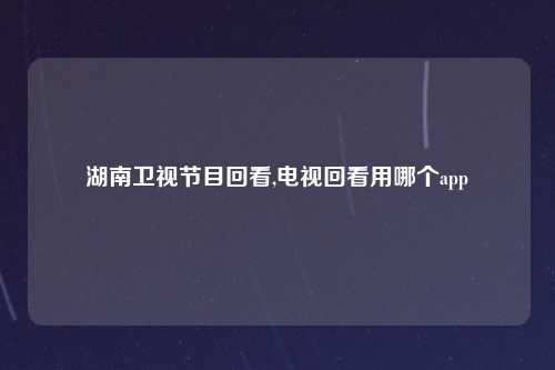 湖南卫视节目回看,电视回看用哪个app