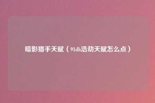 暗影猎手天赋（91dh浩劫天赋怎么点）