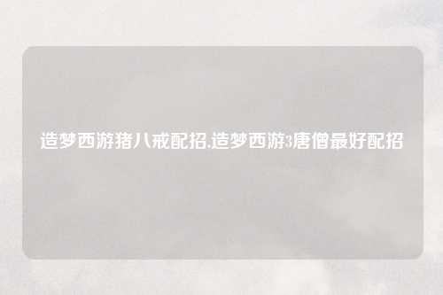 造梦西游猪八戒配招,造梦西游3唐僧最好配招