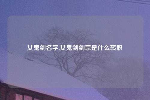 女鬼剑名字,女鬼剑剑宗是什么转职