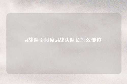 cf战队贡献度,cf战队队长怎么传位