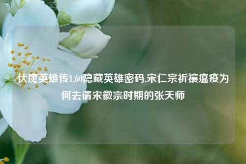 伏魔英雄传1.60隐藏英雄密码,宋仁宗祈禳瘟疫为何去请宋徽宗时期的张天师