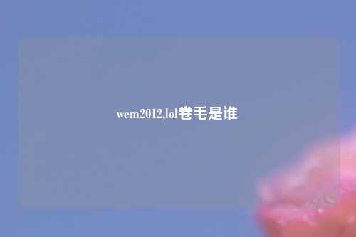 wem2012,lol卷毛是谁