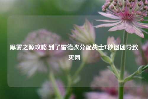 黑雾之源攻略,到了雷德改分配战士T秒退团导致灭团