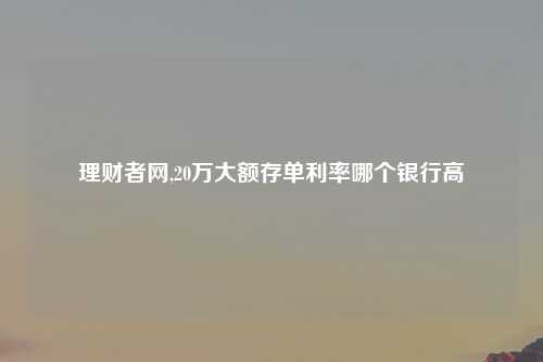 理财者网,20万大额存单利率哪个银行高