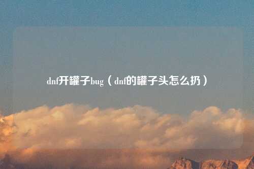dnf开罐子bug（dnf的罐子头怎么扔）