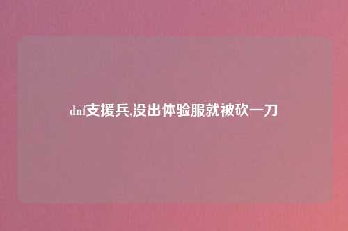 dnf支援兵,没出体验服就被砍一刀