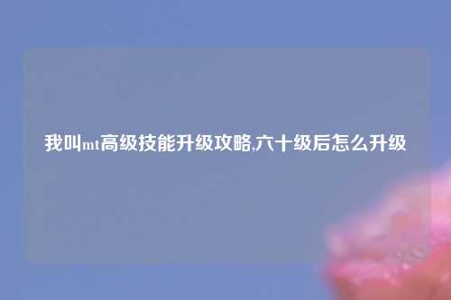 我叫mt高级技能升级攻略,六十级后怎么升级