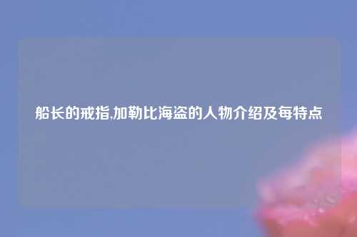 船长的戒指,加勒比海盗的人物介绍及每特点