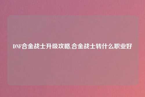 DNF合金战士升级攻略,合金战士转什么职业好