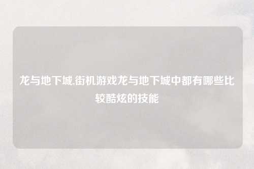 龙与地下城,街机游戏龙与地下城中都有哪些比较酷炫的技能