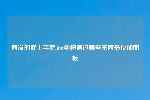 西岚的武士手套,dnf剑神通过哪些东西最快加面板