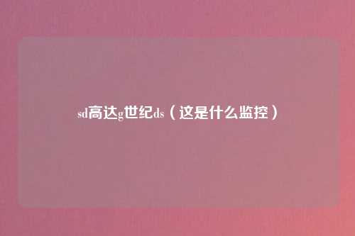sd高达g世纪ds（这是什么监控）