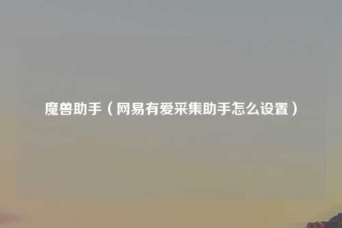 魔兽助手（网易有爱采集助手怎么设置）